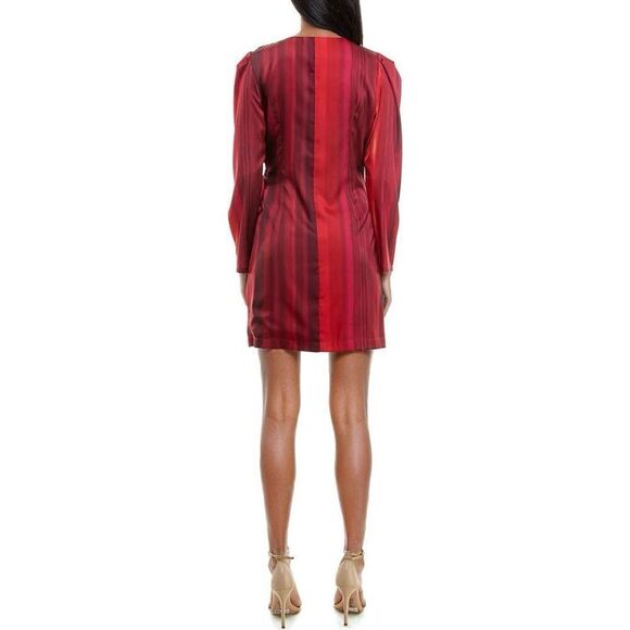 Socialite Stripe Long Sleeve Satin Wrap Dress NEW NWT - Picture 2 of 12